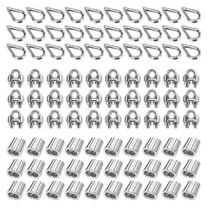 90 قطعة M3 1/8 بوصة مشابك كابلات، M3 كشتبان من الفولاذ المقاوم للصدأ M3 الألومنيوم حلقة تجعيد لكابل سلك حبل 1/8 بوصة (3 أنماط، 30 قطعة لكل منها) in Kuwait