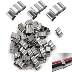 YSIL 60PCS Trailer Frame Wire Clips Stainless Steel Cable Clips 22.5mm/0.89Inch Solar Panel Double Wire Clips Clamps for PV Wiring Boat Cable in Kuwait