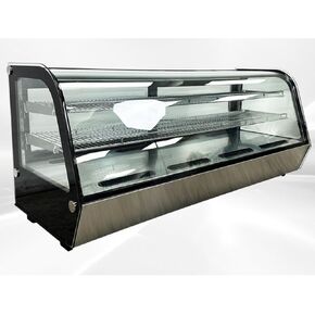 Bakery Display Cooler Refrigerated Case Countertop Desktop Slope Round-Corner 60 ins Commercial Restaurant Pastry Deli Stainless Steel Base Curved Glass NSF Food Cooler CW-250R in Kuwait