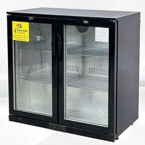 Beer Back Bar Cooler Commercial Refrigerator 7.4 Cu.Ft Black Under Counter with Two Glass Swing Doors NSF BB-2-dup-1 in Saudi Arabia