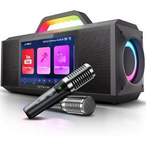 آلة كاريوكي للبالغين - مع عرض وشاشة كلمات الأغاني، نظام كاريوكي احترافي، 2 ميكروفونات لاسلكية، طاقة ذروة 200 وات، تطبيق كاريوكي مجاني، مكبر صوت كاريوكي محمول للحفلات المنزلية وأي مناسبة in Kuwait