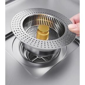 مصفاة حوض المطبخ من الفولاذ المقاوم للصدأ من ستيلم مع سلة كبيرة، لالتقاط الطعام لعرض الحوض 3-3.2 بوصة وعمق> 1.58 in Kuwait