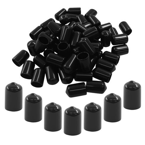 BokWin 100 Pack Rubber End Caps 3mm ID - Vinyl Flexible End Caps & Screw Thread Protectors for Metal Tubing Rod Bolt, Black Rubber Caps for Thread Protection, Tube Cover, Bolt Tip Safety in Saudi Arabia