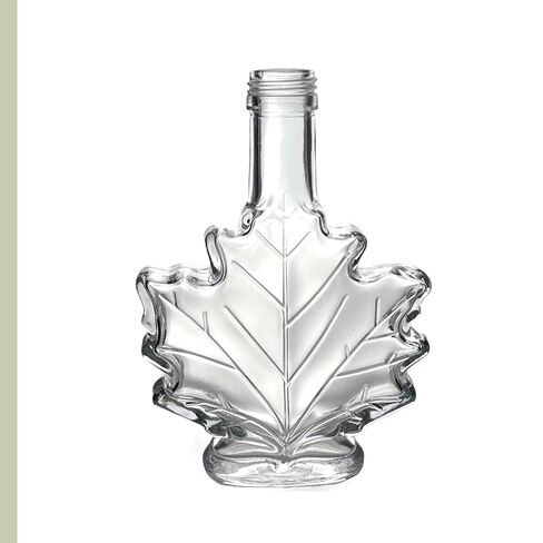 North Mountain Supply Maple Leaf Glass Syrup Bottle – 3.4 fl oz (100 ml) – Tamper-Evident Gold Plastic Lid – Case of 24 – Ideal for Maple Syrup, Honey, or Homemade Gifts in Kuwait