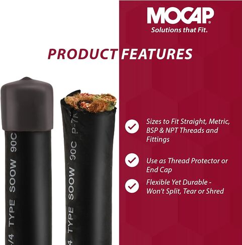 أغطية بلاستيكية مستديرة من الفينيل من MOCAP - مجموعة أغطية متوسطة (7/16 بوصة، 1/2 بوصة، 9/16 بوصة، 5/8 بوصة، 11/16 بوصة) | أغطية فينيل متينة ومرنة لحماية الخيوط، وأغطية النهاية، والتشطيب السطحي - 10 وحدات لكل حجم in Kuwait