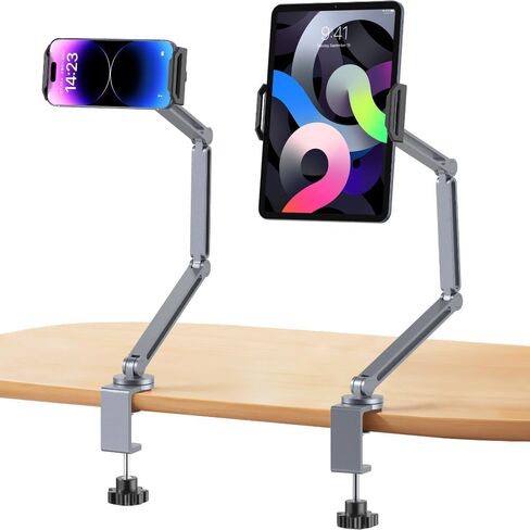 حامل مكتب قابل للتعديل - حامل ذراع قرص Super Grip ، 360 درجة قابلة للتدوير - متوافق مع أقراص iPad Pro و Tab S9 Ultra و Wacom & Drawing - فضية in Kuwait