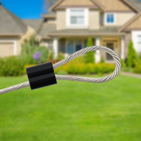 Antrader Wire Rope Accessory Set,Stainless Steel Wire Rope Cable Clip Clamp,Stainless Steel Thimble and Aluminum Crimping Loop Sleeve,M3-1/8",Black(10Pcs +10Pcs + 10Pcs) in Saudi Arabia