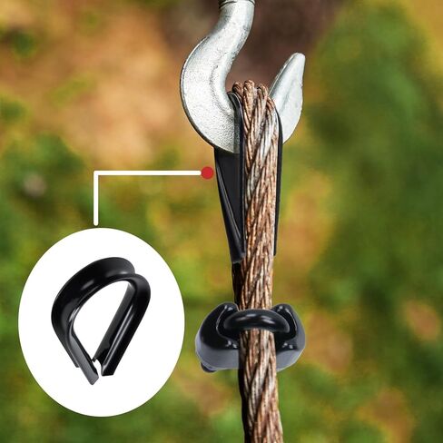 Antrader Wire Rope Accessory Set,Stainless Steel Wire Rope Cable Clip Clamp,Stainless Steel Thimble and Aluminum Crimping Loop Sleeve,M3-1/8",Black(10Pcs +10Pcs + 10Pcs) in Saudi Arabia