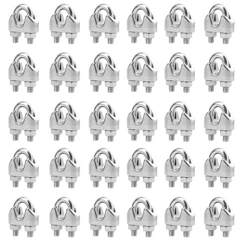 60 Pack 3/16 Inch Wire Rope Clamp, M5 Wire Rope Clamp Clip, 304 Stainless Steel Wire Cable Clamps for Rigging Rope, Temporary Guardrail Systems in Saudi Arabia