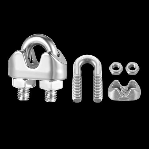 60 Pcs 1/8 Inch M3 304 Stainless Steel Wire Rope Cable Clamps - U Bolt Saddle Clips for Rigging, Hanging, Securing Loads & Outdoor Use in Saudi Arabia