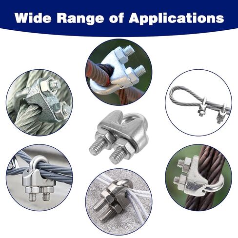 60 Pcs 1/8 Inch M3 304 Stainless Steel Wire Rope Cable Clamps - U Bolt Saddle Clips for Rigging, Hanging, Securing Loads & Outdoor Use in Saudi Arabia