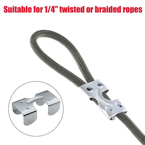 8PCS Heavy Duty Double Rope Clamp Heavy Duty Braided Rope End Clamp Metal Loop End Clamp for Twisted or Braided Rope from 1/4inch in Kuwait