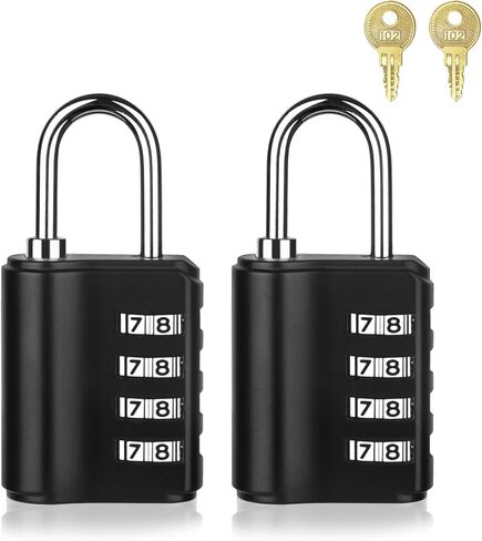 Combination Lock Outdoor with Key Outdoor Waterproof, 4 Digit Padlock for School Gym Sports Locker,2 Pack Padlock with Hasp Storage, Combination Padlock, Cabinet Doors, Fence, Garage in Kuwait