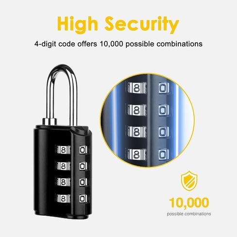 Combination Lock Outdoor with Key Outdoor Waterproof, 4 Digit Padlock for School Gym Sports Locker,2 Pack Padlock with Hasp Storage, Combination Padlock, Cabinet Doors, Fence, Garage in Saudi Arabia