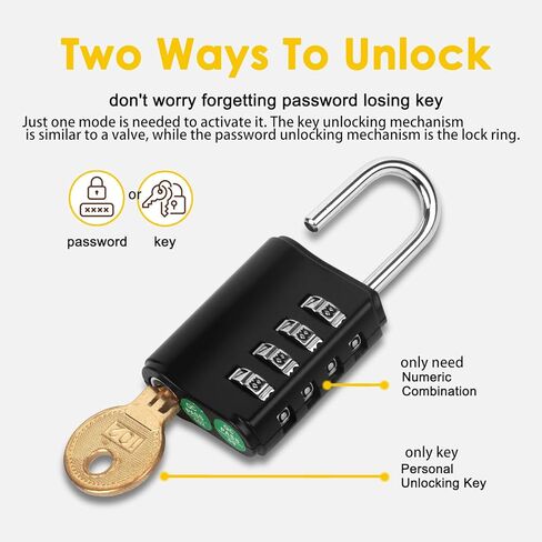 Combination Lock Outdoor with Key Outdoor Waterproof, 4 Digit Padlock for School Gym Sports Locker,2 Pack Padlock with Hasp Storage, Combination Padlock, Cabinet Doors, Fence, Garage in Saudi Arabia