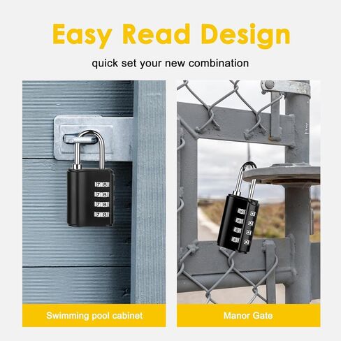 Combination Lock Outdoor with Key Outdoor Waterproof, 4 Digit Padlock for School Gym Sports Locker,2 Pack Padlock with Hasp Storage, Combination Padlock, Cabinet Doors, Fence, Garage in Saudi Arabia