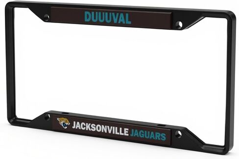 NFL Jacksonville Jaguars “DUUUVAL" Premium Long Lasting Black Metal Team License Plate Frame – 4 Screw Tag Holder with Highlighted Team Pride Cheer - Complement Any Color Truck, SUV, Car in Saudi Arabia