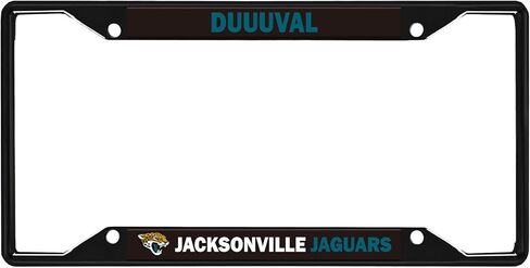 NFL Jacksonville Jaguars “DUUUVAL" Premium Long Lasting Black Metal Team License Plate Frame – 4 Screw Tag Holder with Highlighted Team Pride Cheer - Complement Any Color Truck, SUV, Car in Saudi Arabia