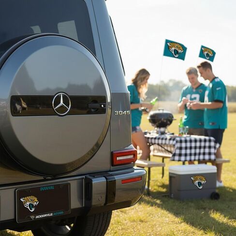 NFL Jacksonville Jaguars “DUUUVAL" Premium Long Lasting Black Metal Team License Plate Frame – 4 Screw Tag Holder with Highlighted Team Pride Cheer - Complement Any Color Truck, SUV, Car in Saudi Arabia