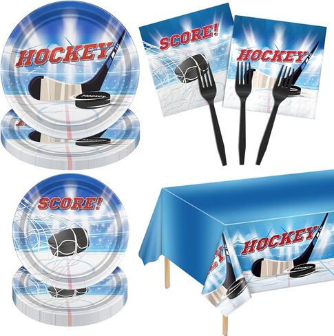 إمدادات حفلات الهوكي للهوكي ديكورات عيد ميلاد 162 جهاز كمبيوتر شخصي مع لوحات الهوكي مناديل هوكي الملقبات الملقب شوكات للرجال الأولاد عيد ميلاد لعبة الهوكي يوم الهوكي. in Kuwait