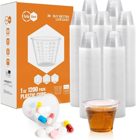 Turbo Bee 600 Pack 1 OZ Disposable Medicine Cups (30 ml), Small Clear Plastic Measuring Cups for Liquid Medicine, Pills, Resin, and Epoxy in Kuwait