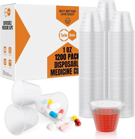 Turbo Bee Disposable Medicine Cups (1 oz) 1200 Pack,Small Plastic Measuring Cups for Medical Purposes, or Mixing and Measuring Resin, Epoxy, DIY Arts, Paint in Kuwait