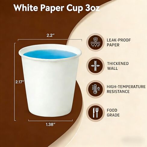 3 oz Disposable Paper Cups 300 Pack, Small Mini White Bathroom Cups for Mouthwash Medicine Espresso, Leak-Resistant for Hot/Cold Drinks, for Home Travel Party in Saudi Arabia