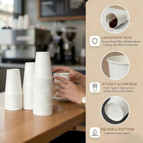 3 oz Disposable Paper Cups 300 Pack, Small Mini White Bathroom Cups for Mouthwash Medicine Espresso, Leak-Resistant for Hot/Cold Drinks, for Home Travel Party in Saudi Arabia