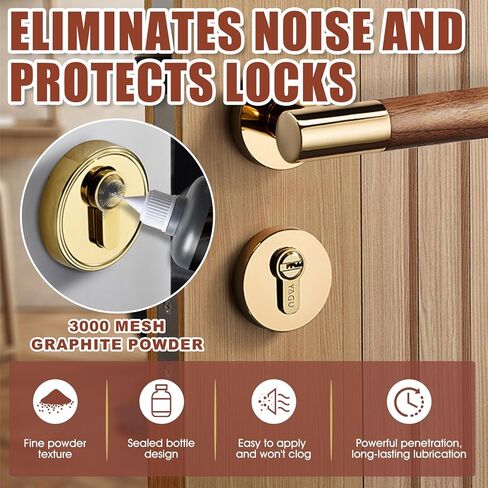 Graphite Lubricant for Door Lock, Dry Graphite Lubricants - 100ml Dry Powder Lubricant for Sticky Locks, Eliminates Jamming & Noise Long-Lasting Protection in Kuwait