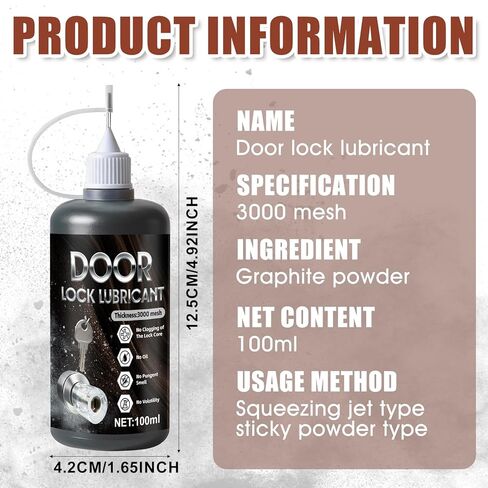 Graphite Lubricant for Door Lock, Dry Graphite Lubricants - 100ml Dry Powder Lubricant for Sticky Locks, Eliminates Jamming & Noise Long-Lasting Protection in Kuwait