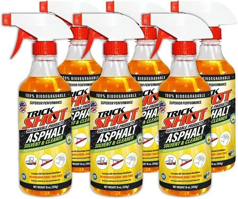 Trick Shot Asphalt Solvent and Cleaner - USDA Biobased Industrial Degreaser for Paving Equipment & Tools, Heavy Duty Formula, Food Grade Tar Remover & Bitumen Remover, Made in USA - 16 Fl Oz in Kuwait