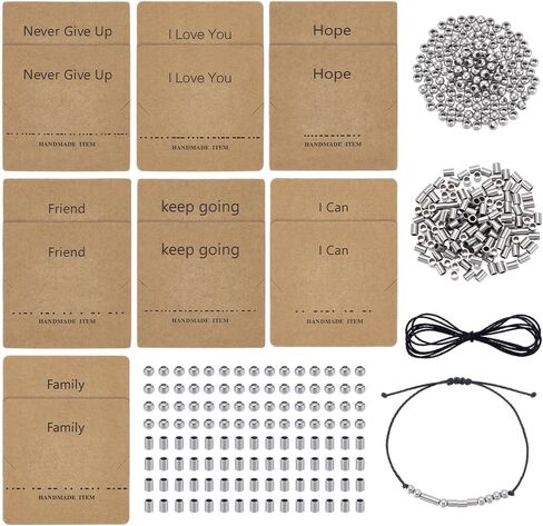 UniCraftale Stefless Steel Morse Code Code Make Make 200pcs Round Round Spacer Beads 200pcs tube tube 10pcs morse code decoding card and spor orced for diy morke make made in Kuwait