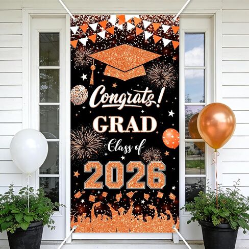 2025 Graduation Door Cover 3x6 ft Maroon Congrats Grad Banner Class of 2025 Porch Sign for Graduation Decorations (Maroon, 35x70'') in Saudi Arabia