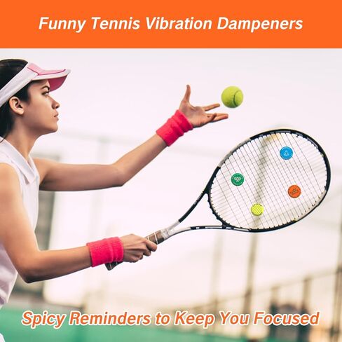 NIIIYTYB 4 Pcs Tennis Racquet Dampeners Funny Unique Silicone Dampener Tennis Dampers Racket Vibration Dampeners Fun Tennis Racket Dampers with Words Shock Absorbing Tennis Accessories in Saudi Arabia