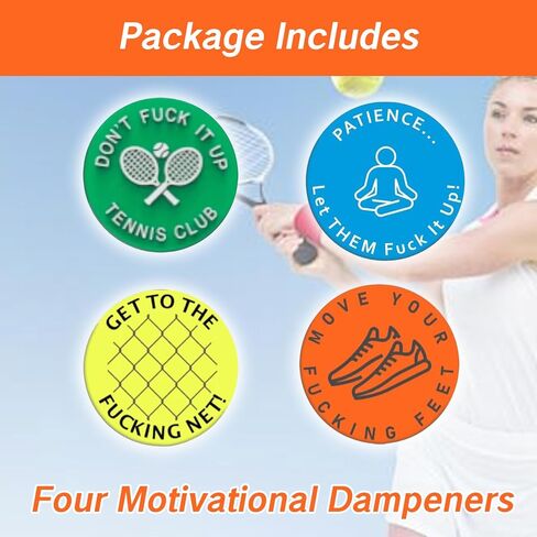 NIIIYTYB 4 Pcs Tennis Racquet Dampeners Funny Unique Silicone Dampener Tennis Dampers Racket Vibration Dampeners Fun Tennis Racket Dampers with Words Shock Absorbing Tennis Accessories in Saudi Arabia