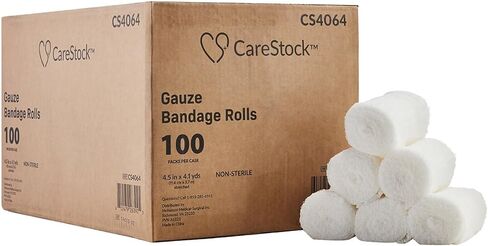 CareStock Gauze Rolls Bandage [Pack of 100] 4.5 in x 4.1 yds, Non-Sterile, Rolled Cotton Dressing, First Aid Wrap, Medical Grade Supplies in Kuwait