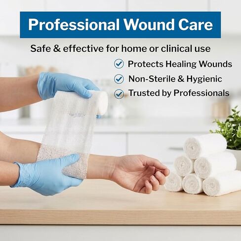 CareStock Gauze Rolls Bandage [Pack of 100] 4.5 in x 4.1 yds, Non-Sterile, Rolled Cotton Dressing, First Aid Wrap, Medical Grade Supplies in Kuwait