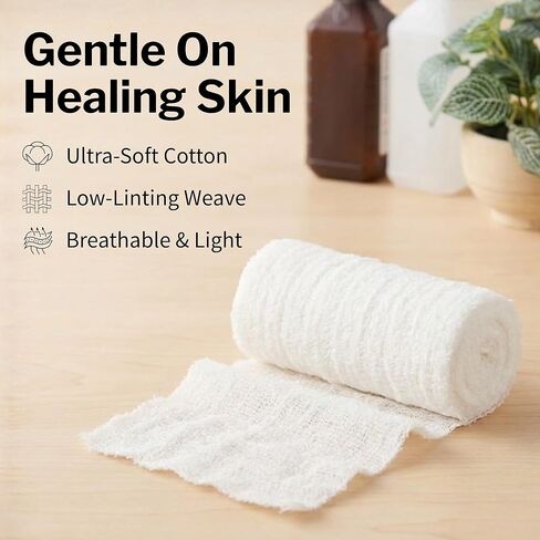 CareStock Gauze Rolls Bandage [Pack of 100] 4.5 in x 4.1 yds, Non-Sterile, Rolled Cotton Dressing, First Aid Wrap, Medical Grade Supplies in Kuwait