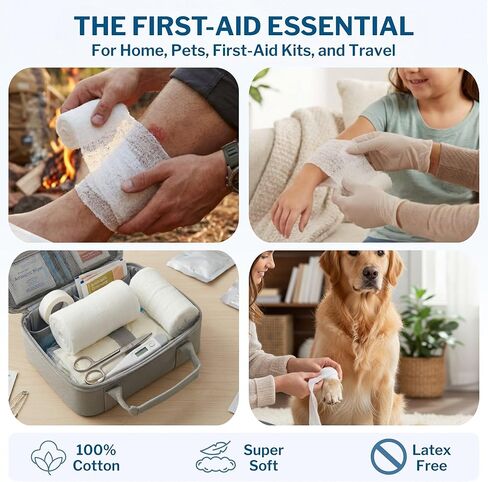 CareStock Gauze Rolls Bandage [Pack of 100] 4.5 in x 4.1 yds, Non-Sterile, Rolled Cotton Dressing, First Aid Wrap, Medical Grade Supplies in Kuwait