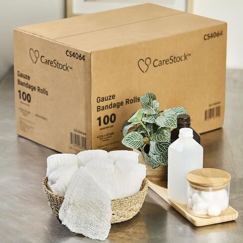 CareStock Gauze Rolls Bandage [Pack of 100] 4.5 in x 4.1 yds, Non-Sterile, Rolled Cotton Dressing, First Aid Wrap, Medical Grade Supplies in Kuwait