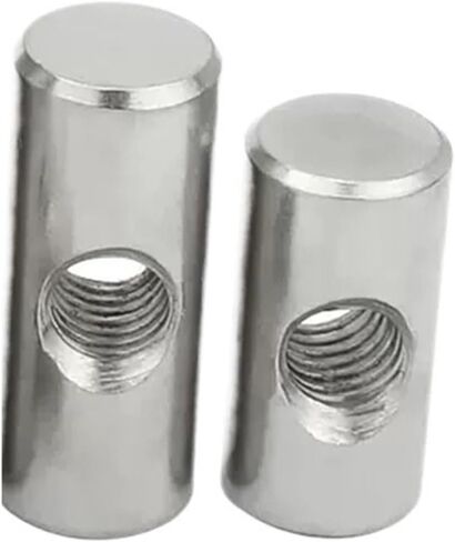 Barrel nut, M4 M5 M6 Barrel Nut Bolts 304 Stainless Steel Cylindrical Pin Dowel Thread Cross Hole Hammer Embedded For Wood Furniture(OD8 M5x20(4PCS)) in Kuwait