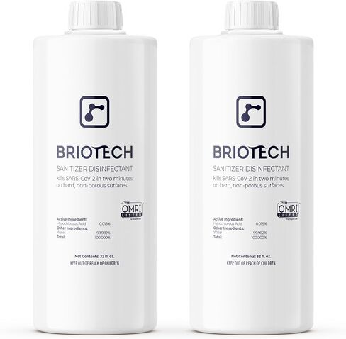 BRIOTECH Sanitizer Disinfectant Hypochlorous, Kill 99.99% of Viruses & Bacteria, Control Mold, Eliminate Odor, Gentle for Nursery & Play Rooms, Food Contact Surface Sanitizer, 1 Gallon Refill in Kuwait