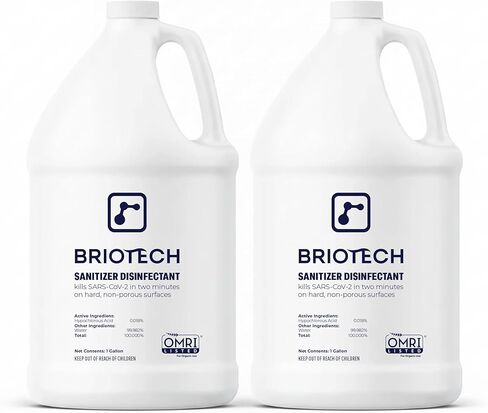 BRIOTECH Sanitizer Disinfectant Hypochlorous, Kill 99.99% of Viruses & Bacteria, Control Mold, Eliminate Odor, Gentle for Nursery & Play Rooms, Food Contact Surface Sanitizer, 1 Gallon Refill in Saudi Arabia