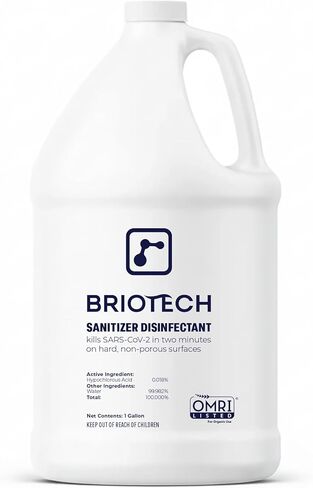 BRIOTECH Sanitizer Disinfectant Hypochlorous, Kill 99.99% of Viruses & Bacteria, Control Mold, Eliminate Odor, Gentle for Nursery & Play Rooms, Food Contact Surface Sanitizer, 1 Gallon Refill in Saudi Arabia