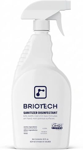 BRIOTECH Sanitizer Disinfectant Hypochlorous, Kill 99.99% of Viruses & Bacteria, Control Mold, Eliminate Odor, Gentle for Nursery & Play Rooms, Food Contact Surface Sanitizer, 1 Gallon Refill in Saudi Arabia