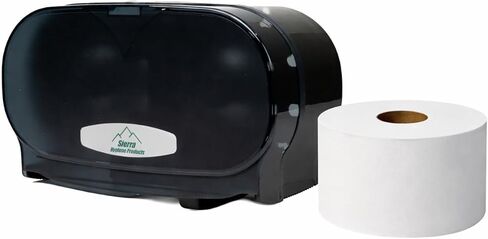 Sierra Hygiene Black Little Big Roll 6" Toilet Tissue Twin Dispenser with (24) Little Big Roll 2-Ply Toilet Paper Rolls 420’ (1,260 Sheets) in Saudi Arabia