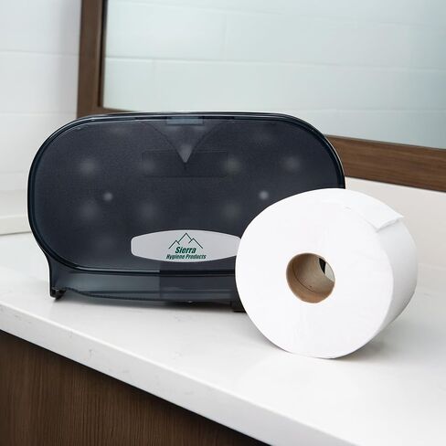Sierra Hygiene Black Little Big Roll 6" Toilet Tissue Twin Dispenser with (24) Little Big Roll 2-Ply Toilet Paper Rolls 420’ (1,260 Sheets) in Saudi Arabia