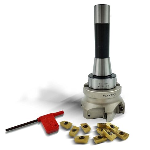R8 Face Mill, 400R 50MM 90° Face Mill Arbor, R8 FMB22 7/16-20UNF Thread Shank, 10Pcs APMT1604 Carbide Inserts and T15 Wrench (50-4T) in Kuwait