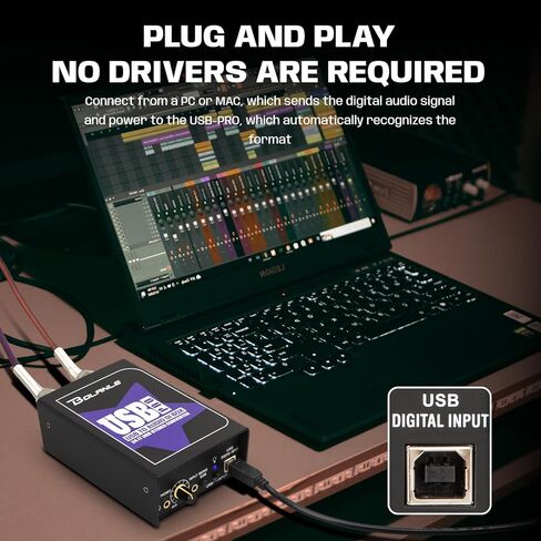 Bolanle USB-PRO Active DI Box with Ground Loop Isolation | 24bit/192kHz USB Audio Interface for Live Sound & Recording | Eliminate Hum & Buzz Noise from PC to PA System | Plug & Play in Kuwait
