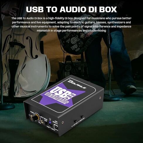 Bolanle USB-PRO Active DI Box with Ground Loop Isolation | 24bit/192kHz USB Audio Interface for Live Sound & Recording | Eliminate Hum & Buzz Noise from PC to PA System | Plug & Play in Kuwait